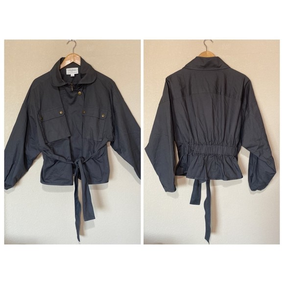 Anthropologie Mare Mare Puff Sleeve Moss Utility Olive Jacket M - Picture 3 of 6